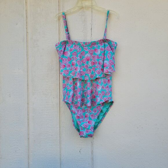 Carribean Joe tiered onepiece swimsuit  size 12 seashell print coastal - Picture 1 of 4